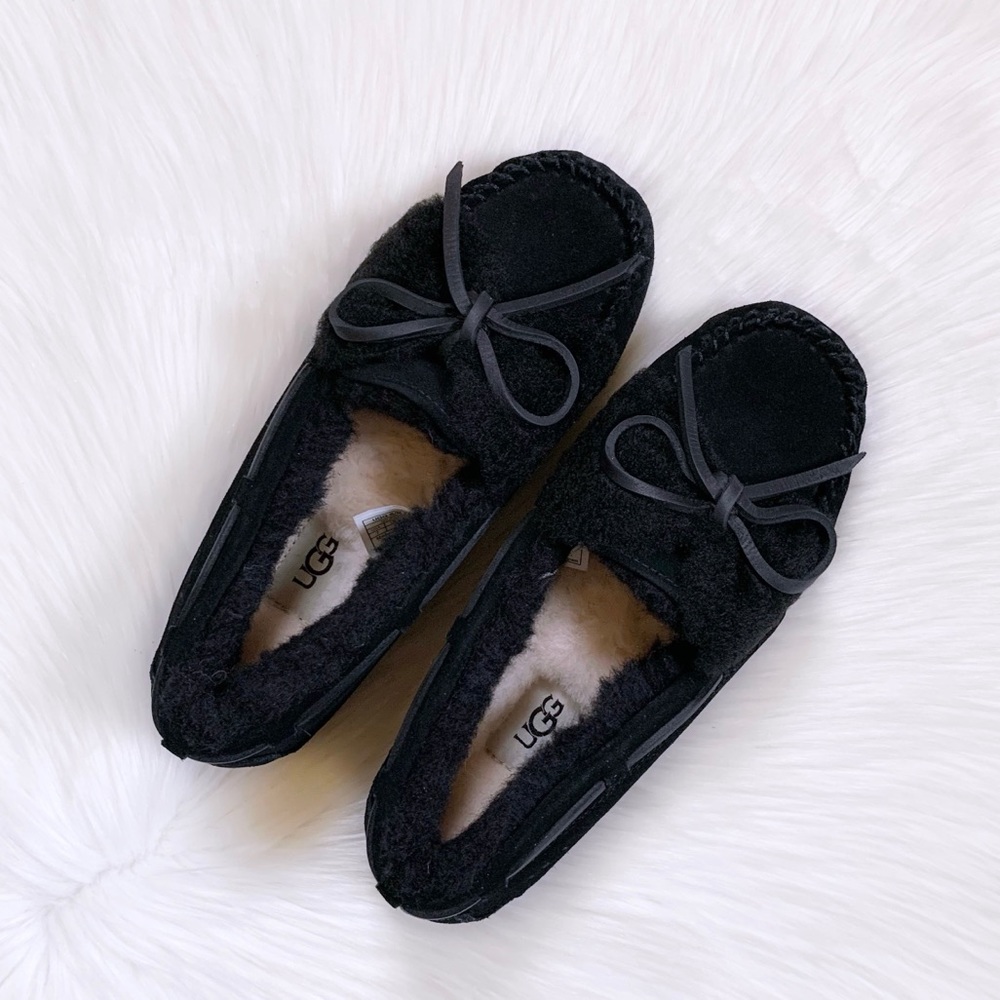 UGG Dakota Double Bow Black Suede Slippers - Picture 4 of 7
